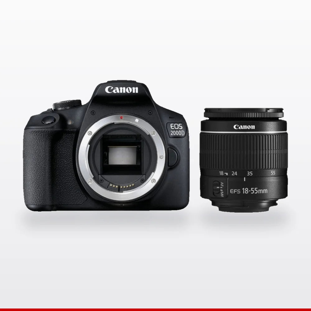 Camara reflex Canon EOS 2000D con objetivo 18-55 mm